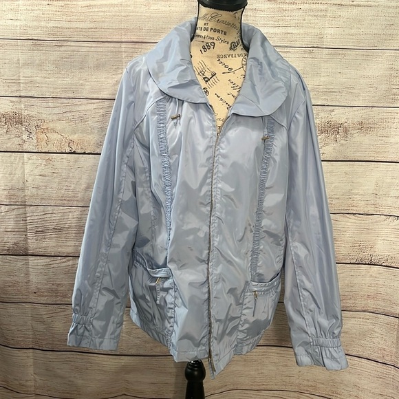 Chico’s Zenergy Windbreaker Light Blue Rounded Collar Pockets Chicos 3 XL - Picture 1 of 9
